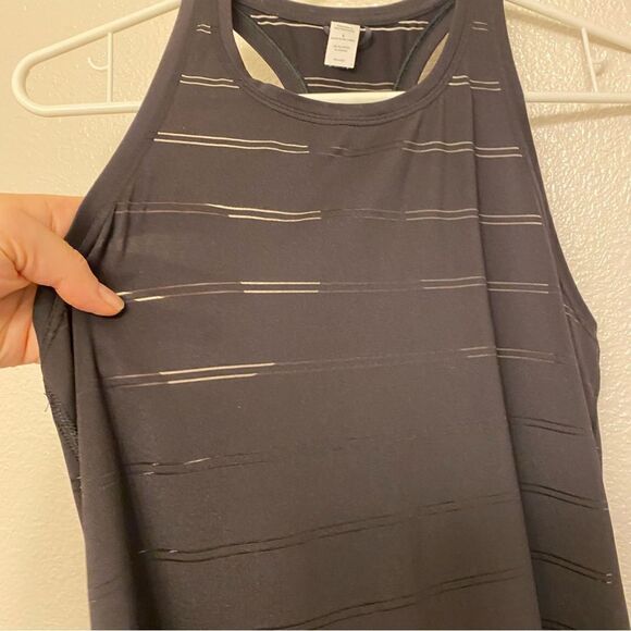 Athleta High Neck Chi Double Stripe Tank Top black running too-S - Picture 9 of 9